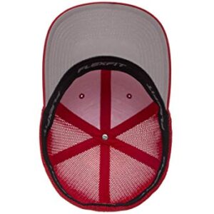 Flexfit Unisex-Adult's Mesh Fitted, Red, One Size