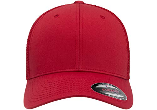 Flexfit Unisex-Adult's Mesh Fitted, Red, One Size