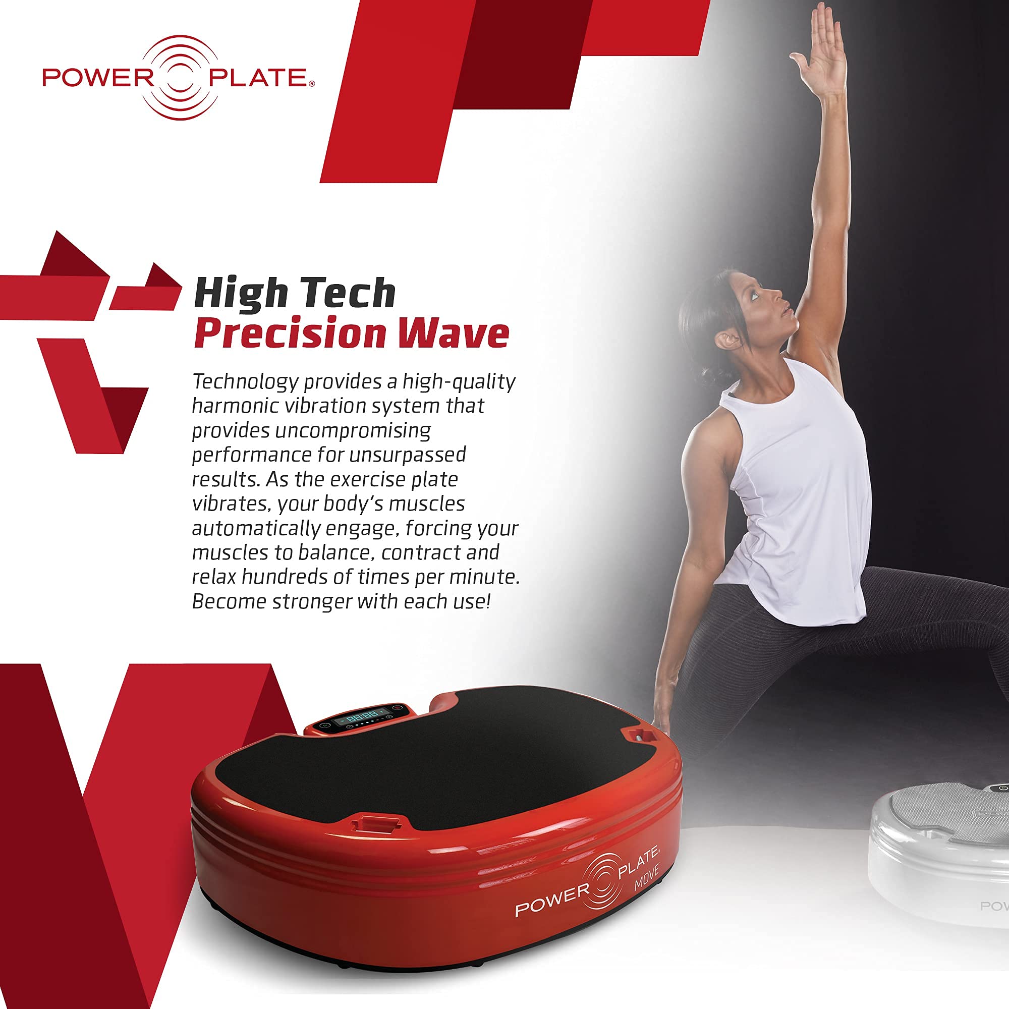 Power Plate Move, Vibrating Exercise Platform, Versatile Full Body Workout, Red