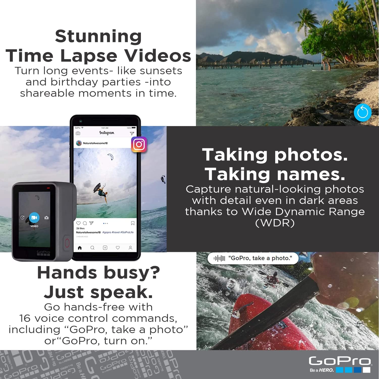 GoPro HERO7 Silver - E-Commerce Packaging - Waterproof Digital Action Camera with Touch Screen 4K HD Video 10MP Photos Live Streaming Stabilization