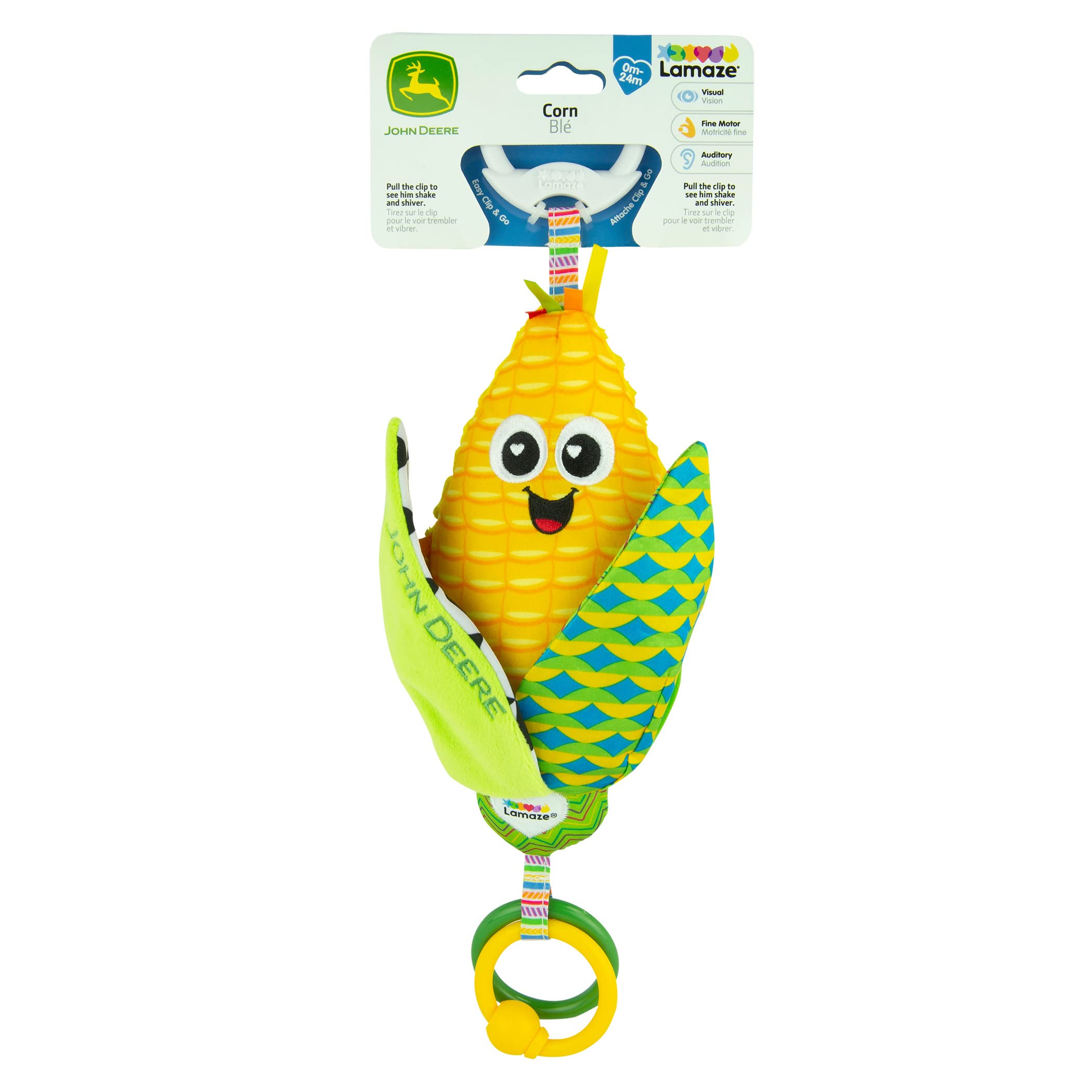 Lamaze John Deere Clip n Go, Corn E. Cobb Baby Clip On Toy, Multi