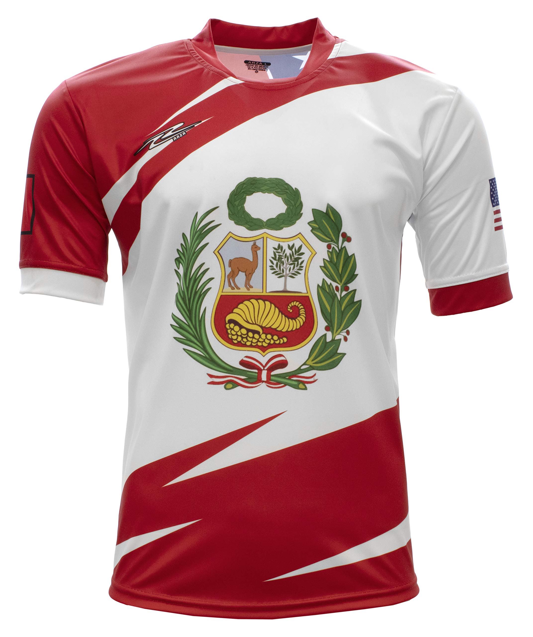 Arza Sports Peru and USA Men Fan Jersey Color Red/White (Large)