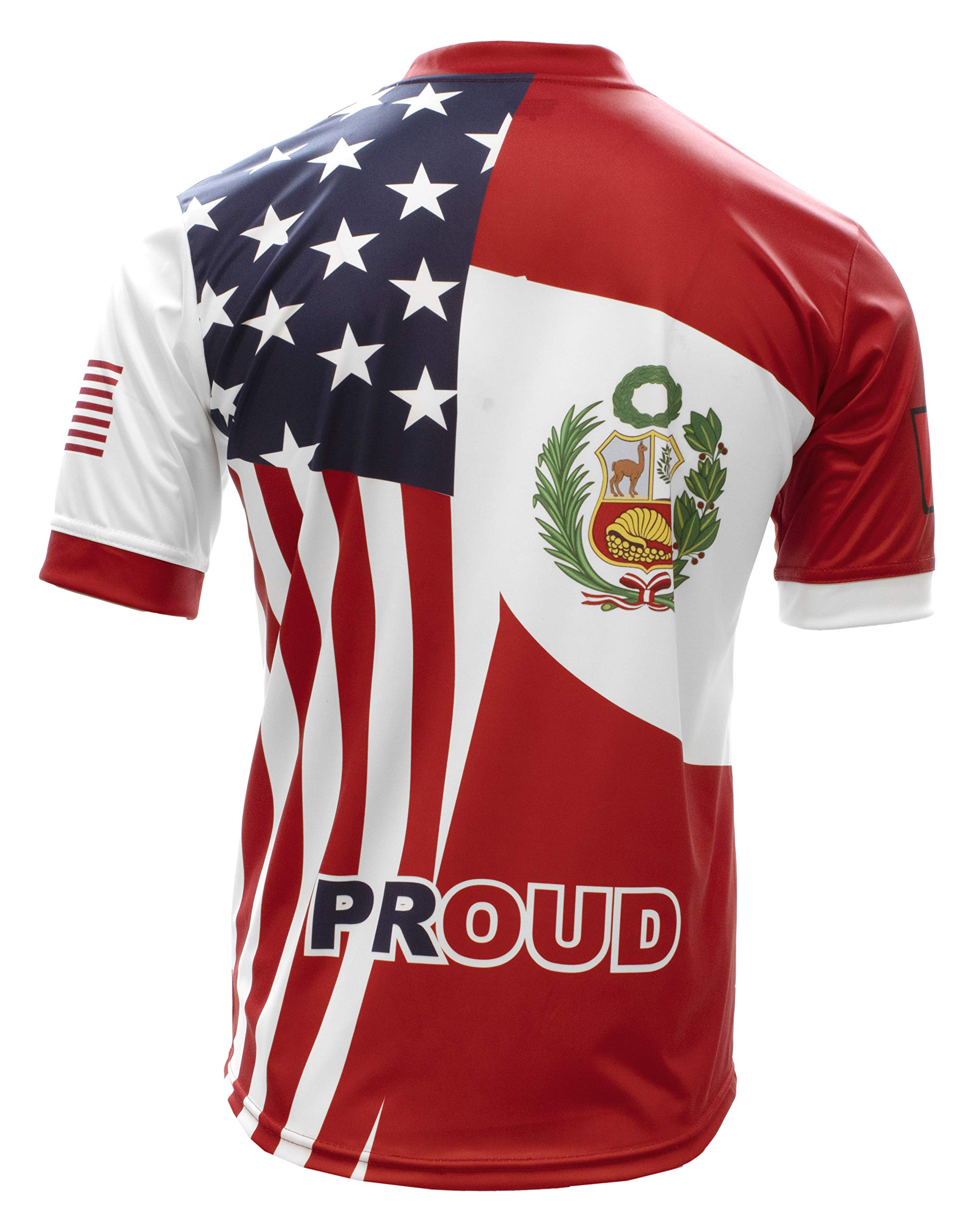 Arza Sports Peru and USA Men Fan Jersey Color Red/White (Large)