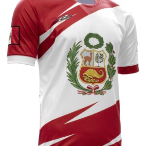 Arza Sports Peru and USA Men Fan Jersey Color Red/White (Large)