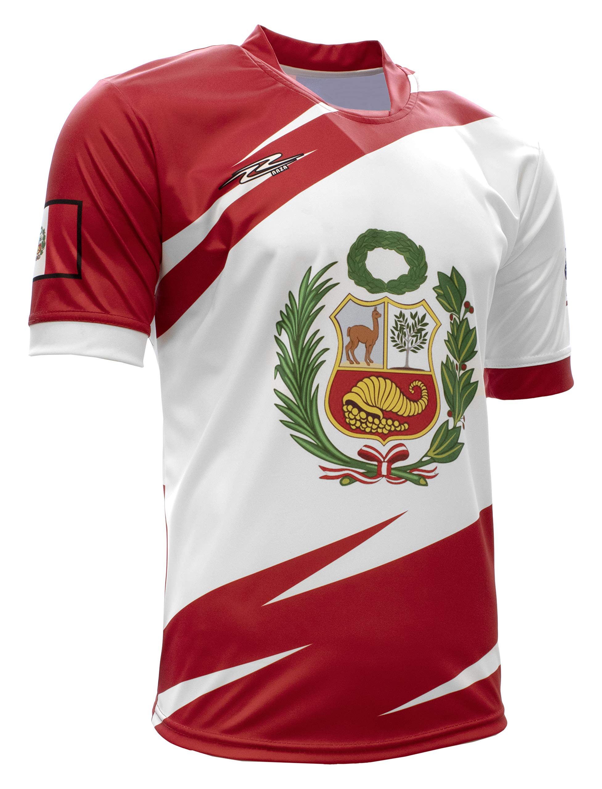 Arza Sports Peru and USA Men Fan Jersey Color Red/White (Large)