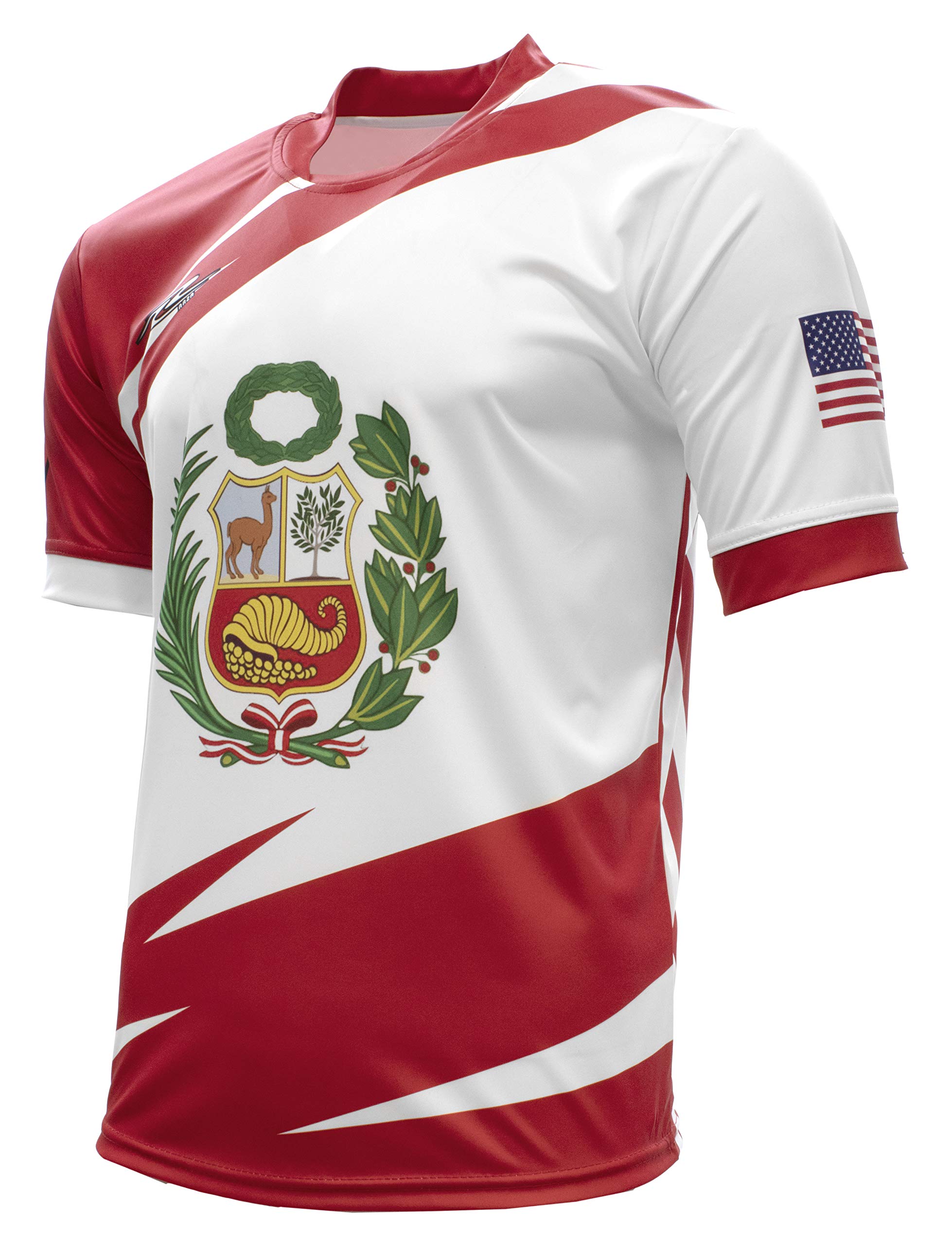 Arza Sports Peru and USA Men Fan Jersey Color Red/White (Large)