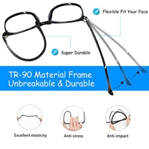 Blue Light Blocking Glasses for TV Phone Computer Gaming Screen Men and Women, TR90 Frame, Anti Eyestrain UV, 2 Pack