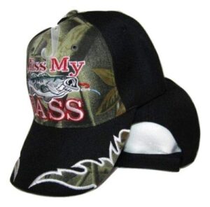 trade winds redneck hillbilly kiss my bass black/camo camouflage fishing cap #1 cap920 hat