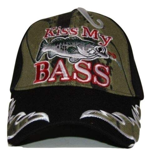 Trade Winds Redneck Hillbilly Kiss My Bass Black/Camo Camouflage Fishing Cap #1 CAP920 Hat