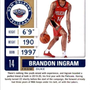 2019-20 Panini Contenders Basketball #12 Brandon Ingram New Orleans Pelicans Basketball Card