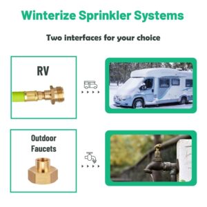 Minimprover Premium Brass 24.8" Winterize Sprinkler System RV Motorhome Boat Camper and Travel Trailer: Air Comp Quick-Connect Plug to 3/4" Garden Hose Faucet Blow Out Adapter Fitting with Valve