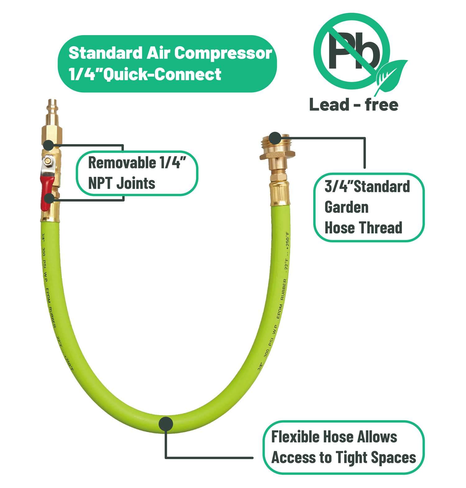 Minimprover Premium Brass 24.8" Winterize Sprinkler System RV Motorhome Boat Camper and Travel Trailer: Air Comp Quick-Connect Plug to 3/4" Garden Hose Faucet Blow Out Adapter Fitting with Valve