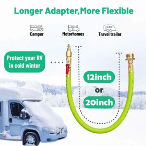 Minimprover Lead -Free Brass 16.9" Winterize Sprinkler System RV Motorhome Boat Camper and Travel Trailer: Air Comp Quick-Connect Plug To 3/4" Garden Hose Faucet Blow Out Adapter Fitting with Valve