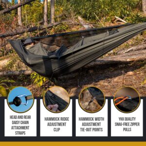 OneTigris KOMPOUND Camping Hammock with Net, Lightweight Portable Hammock with Warm Internal Cover & Tree Friendly Straps for Backpacking, Camping, Hiking, Travel, Beach, Backyard