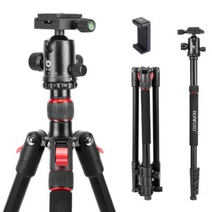 70 inch tripod for camera,stable aluminum travel tripod, photography tripod with 360 degree ball head and carry bag, camera stand for ring light & canon nikon sony dslr