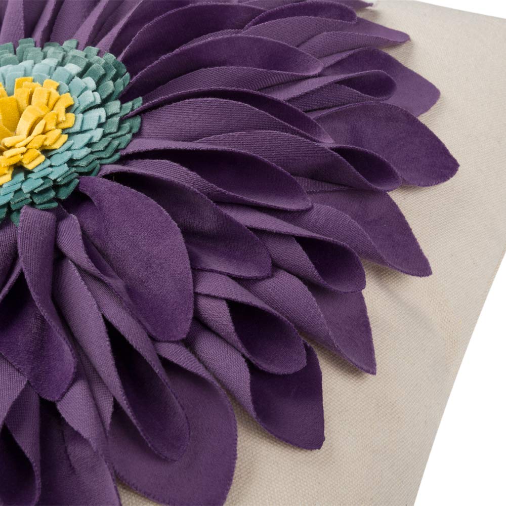 OiseauVoler 3D Sunflowers Throw Pillow Cases Decorative Handmade Cushion Covers for Home Sofa Car Bed Room Decor 18 x 18 Inch Purple