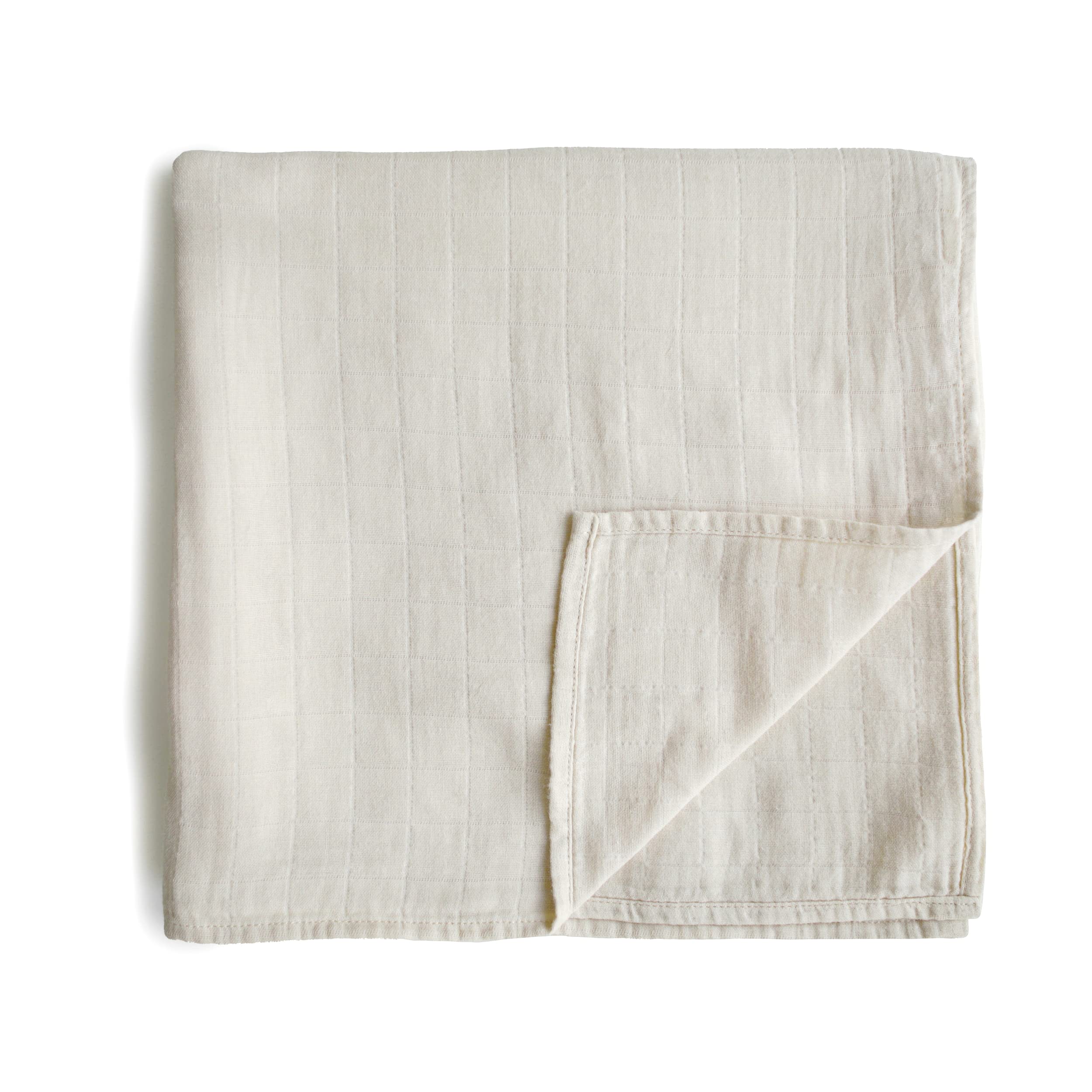 mushie Muslin Baby Swaddle Blanket | 100% Organic Cotton (Fog)