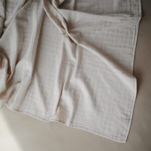 mushie Muslin Baby Swaddle Blanket | 100% Organic Cotton (Fog)