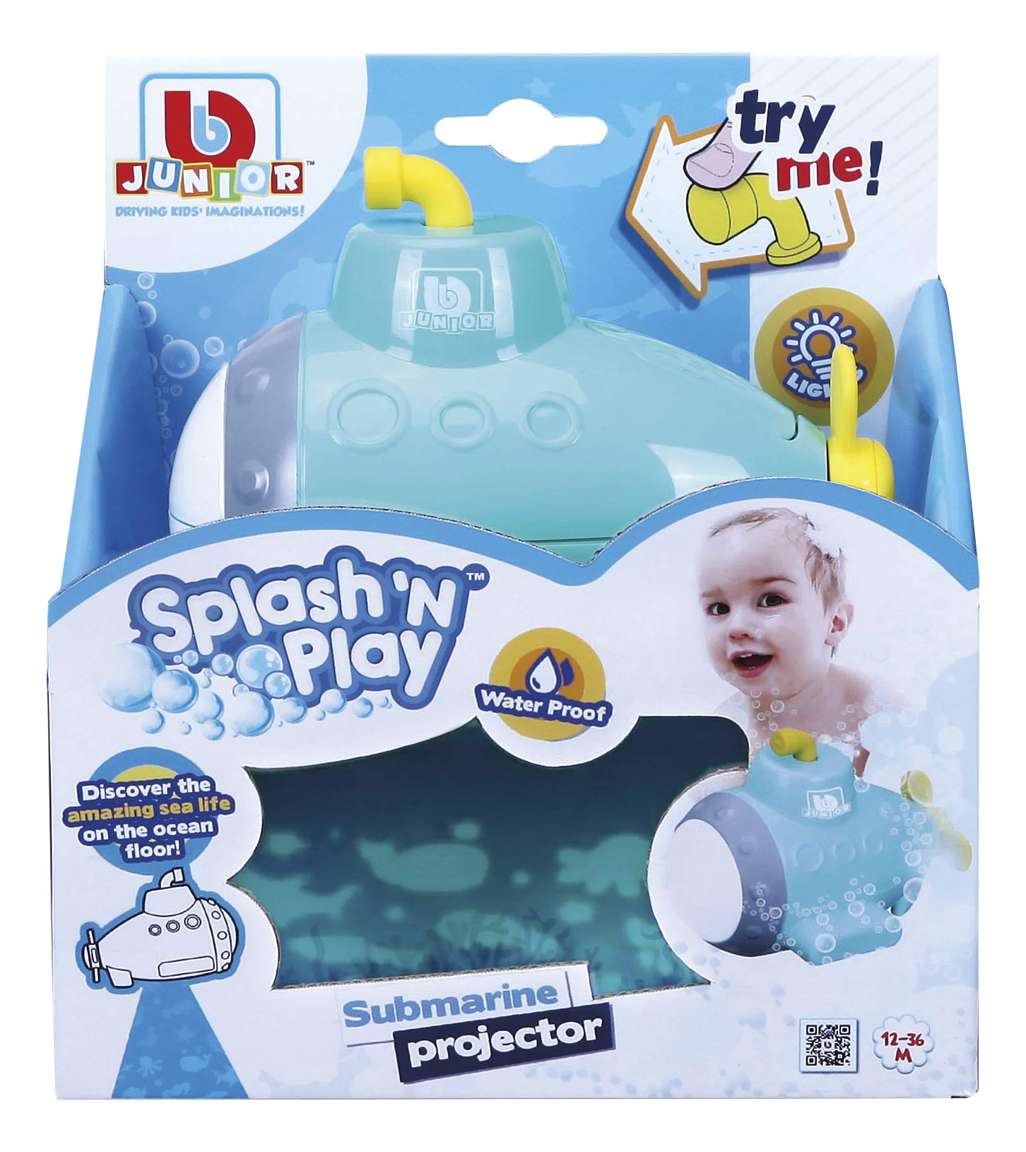 Toysmith Splash 'n Play Submarine Projector Bath Toy,Blue,Small