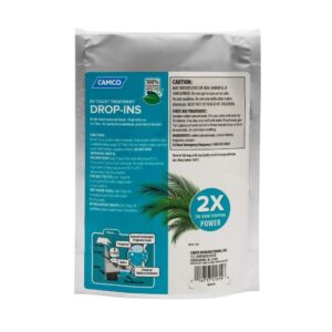 Camco TST MAX RV Toilet Treatment Drop-INs | Control Unwanted Odors and Break Down Waste and Tissue | Septic Tank Safe | Ocean Breeze Scent | 15-pack (41614)