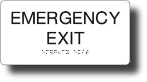 naptags ada compliant exit sign, 8" x 4", emergency exit, white (white)