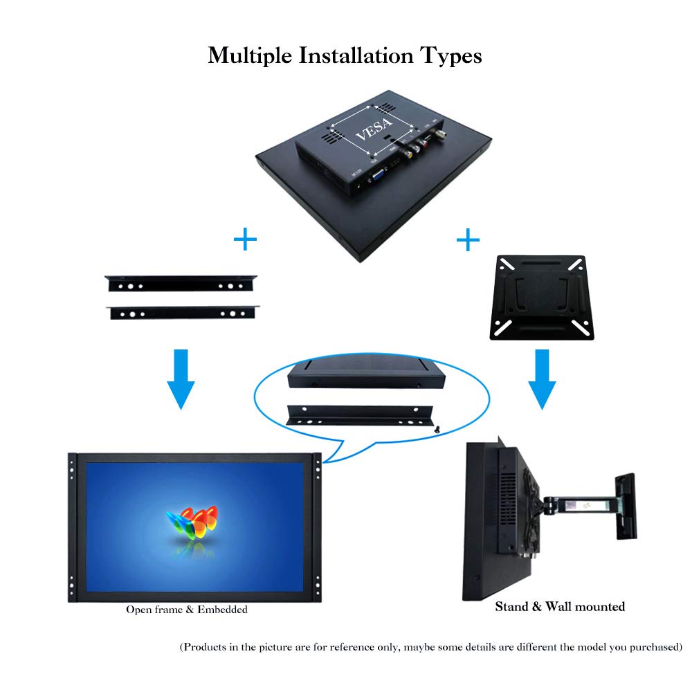 iChawk 17.3'' inch PC Monitor 1920x1080 16:9 Widescreen HDMI-in VGA USB Built-in Speaker Metal Shell Embedded Open Frame Wall-mounted Industrial Four-wire Resistive Touch LCD Screen Display K173MT-59R