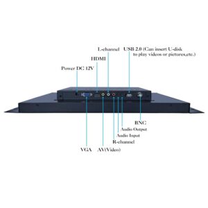 iChawk 17.3'' inch PC Monitor 1920x1080 16:9 Widescreen AV BNC HDMI-in VGA Embedded Open Frame Wall-Mounted Built-in Speaker Remote Control LCD Screen Display Pluggable U-Disk Video Player K173MN-59