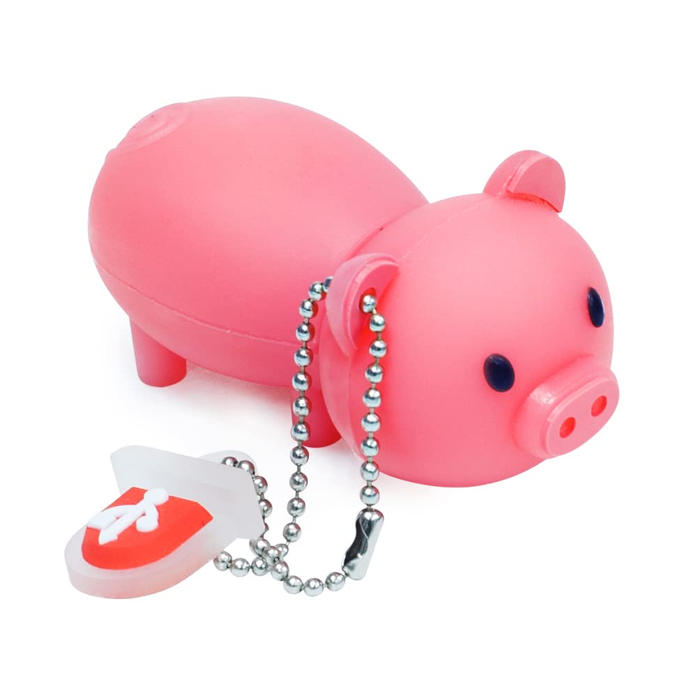 64GB USB Flash Drive Cute Pink Piggy Model Memory Stick, BorlterClamp Lovely Thumb Drive Pen Drive Gifts for Friends and Children