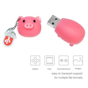 64GB USB Flash Drive Cute Pink Piggy Model Memory Stick, BorlterClamp Lovely Thumb Drive Pen Drive Gifts for Friends and Children