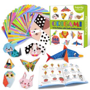 hapray origami kit 144 sheets origami paper for kids 72 patterns with craft guiding book