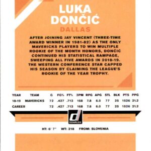 2019-20 Donruss Basketball #46 Luka Doncic Dallas Mavericks Official NBA Trading Card by Panini America