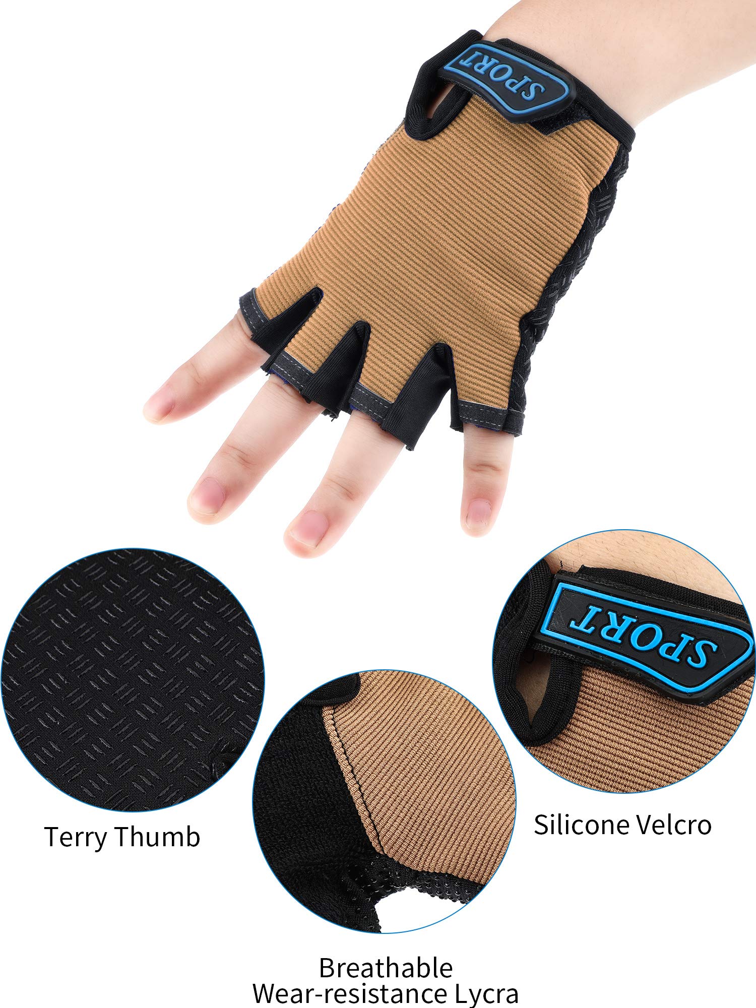 3 Pairs Kids Half Finger Gloves Sport Gloves Non-Slip Gel Gloves for Children Cycling Riding Biking (Cool, 3-5 Years)