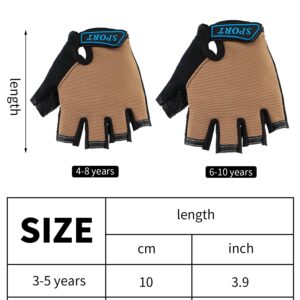 3 Pairs Kids Half Finger Gloves Sport Gloves Non-Slip Gel Gloves for Children Cycling Riding Biking (Cool, 3-5 Years)