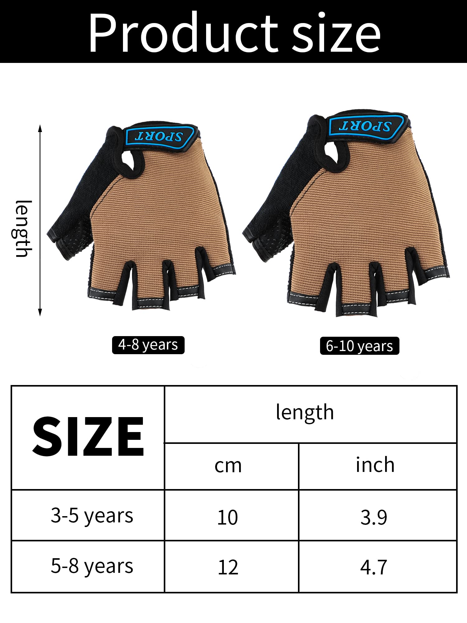 3 Pairs Kids Half Finger Gloves Sport Gloves Non-Slip Gel Gloves for Children Cycling Riding Biking (Cool, 3-5 Years)