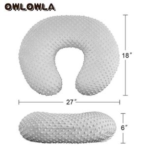 OWLOWLA Minky Nursing Pillow Cover, Breastfeeding Pillow Slipcover Fits Nursing Pillow for Baby Boy Girl(Silver Gray)