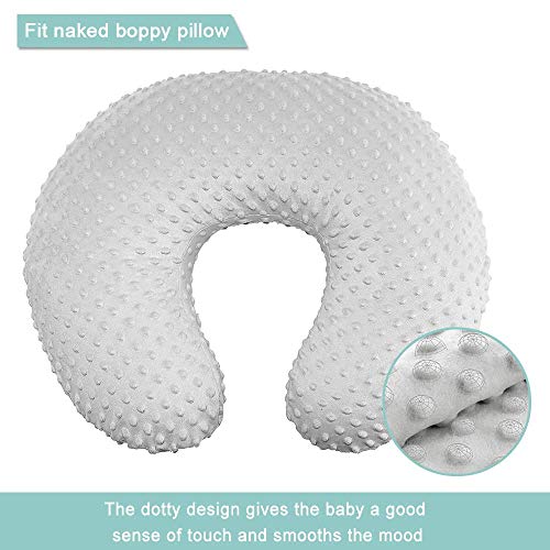 OWLOWLA Minky Nursing Pillow Cover, Breastfeeding Pillow Slipcover Fits Nursing Pillow for Baby Boy Girl(Silver Gray)