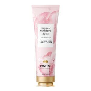 pantene nutrient blends miracle moisture boost rose water conditioner for dry hair, sulfate free, 8 fl oz