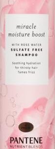 Pantene Nutrient Blends Miracle Moisture Boost Rose Water Shampoo for Dry Hair, Sulfate Free, Floral, 9.6 Fl Oz