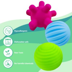 ROHSCE Sensory Ball for Babies 6 to 12 Months, Baby Balls for Toddlers 1-3 Massage Stress Relief, Textured Multi Sensory Balls Gift Sets, Montessori Sensory Toys 6 Spikey Squeeze Ball for Infant Kids