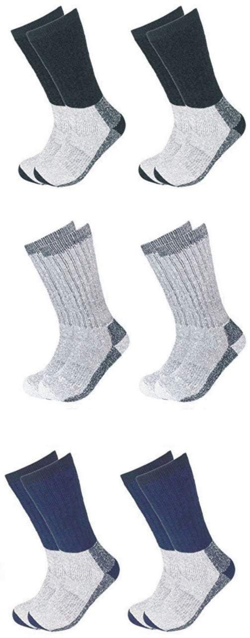 Diamond Star Merino Wool Socks 6 Pairs Thermal Socks Insulated for Cold Weather Winter Socks For Men & Women 10-13 (2 Black, 2 Navy, 2 Grey)