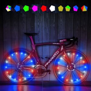 KIRIKIT Bike Wheel Lights, 2 Pack Bike Light Accessories for Night Riding, Super Bright Waterproof LED Night Riding Bicycle Front Back Tires Lights with Batteries for Kids Adults