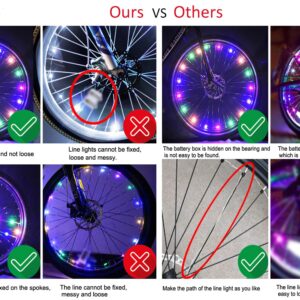 KIRIKIT Bike Wheel Lights, 2 Pack Bike Light Accessories for Night Riding, Super Bright Waterproof LED Night Riding Bicycle Front Back Tires Lights with Batteries for Kids Adults