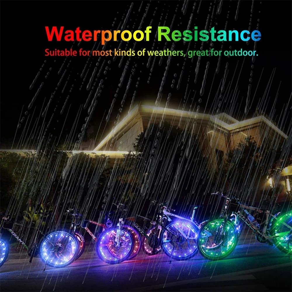 KIRIKIT Bike Wheel Lights, 2 Pack Bike Light Accessories for Night Riding, Super Bright Waterproof LED Night Riding Bicycle Front Back Tires Lights with Batteries for Kids Adults