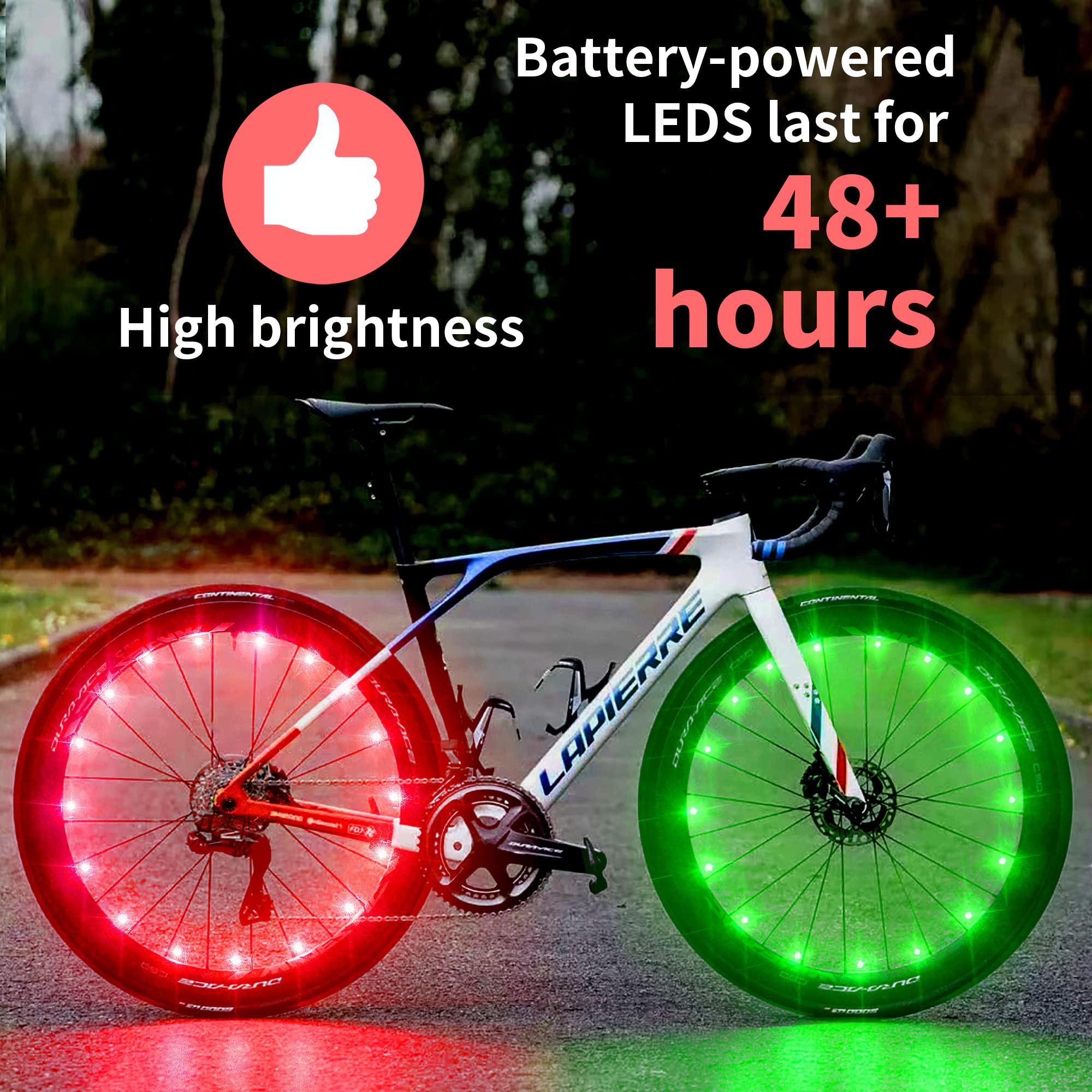 KIRIKIT Bike Wheel Lights, 2 Pack Bike Light Accessories for Night Riding, Super Bright Waterproof LED Night Riding Bicycle Front Back Tires Lights with Batteries for Kids Adults