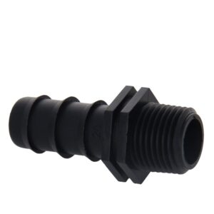 mromax 10pcs drip irrigation fittings 1/2" male thread barbed pipe connectors external socket hose fitting for garden lawn agricultural irrigation system plastic black, 2.36" length