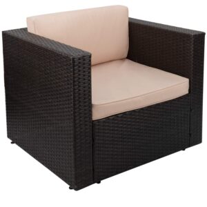 homall outdoor patio furniture all weather pe rattan wicker chair single sofa with cushions for lawn poolside backyard garden