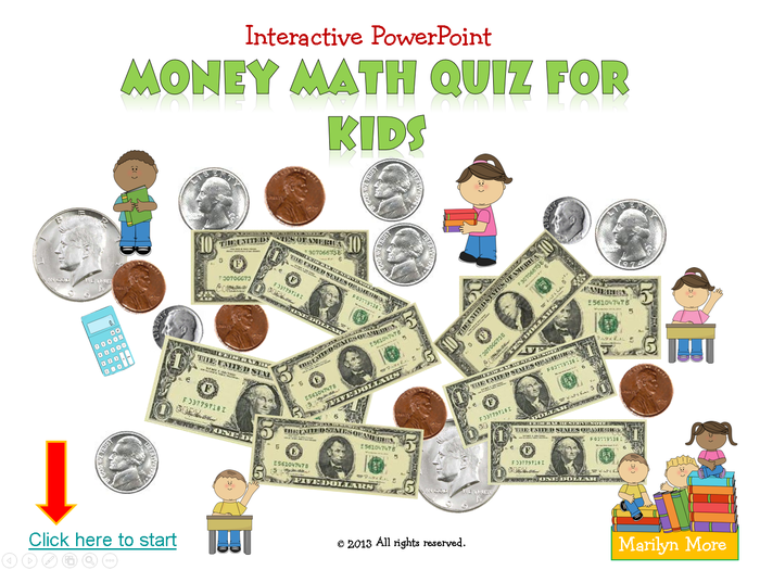 Interactive PowerPoint Money Math Quiz for Kids