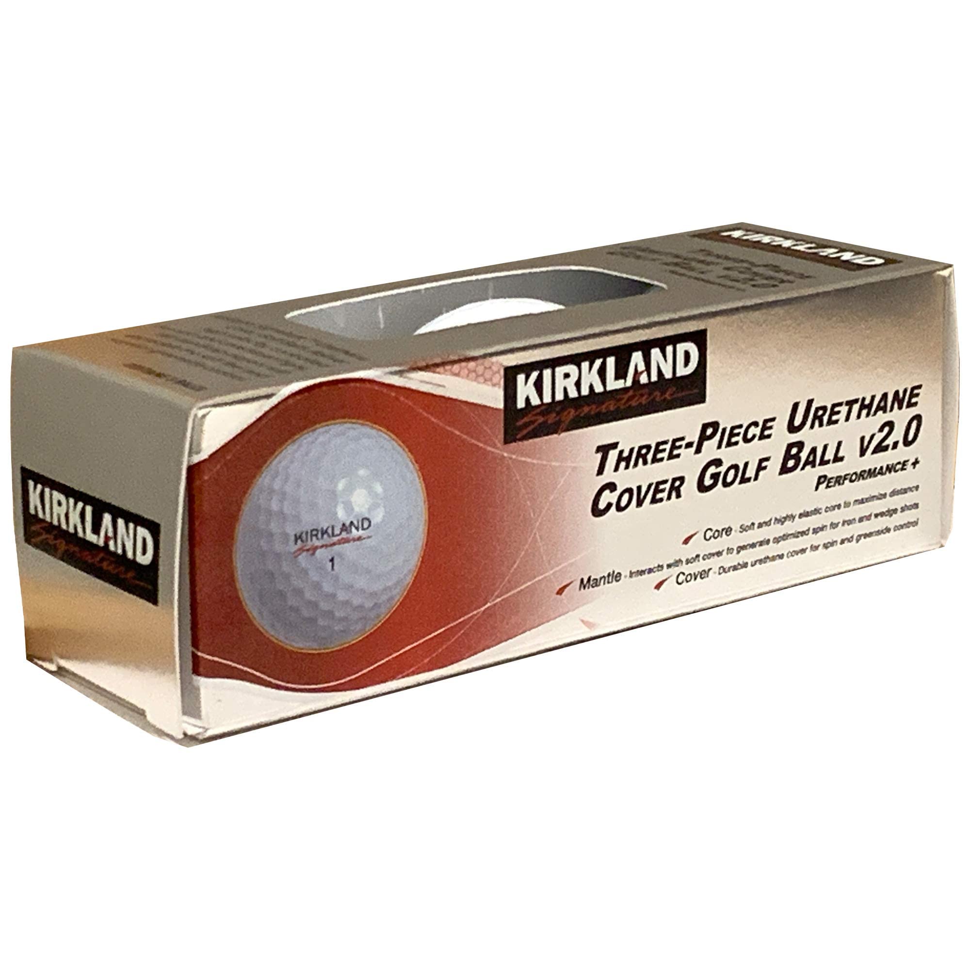 Kirkland Signature Three-Piece Urethane Cover Golf Ball v2.0, 1 Dozen, 12 Count, White