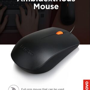 Lenovo 300 USB Combo, Full-Size Wired Keyboard & Mouse, Ergonomic, Left or Right Hand Mouse, Optical Mouse, GX30M39606, Black