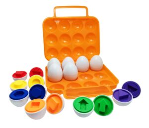 beakabao 12pcs color and shape matching egg set montessori toddler education classification toys for fine motor skills of the fingers muscles, preschool children smart puzzles easter gifts (orange)